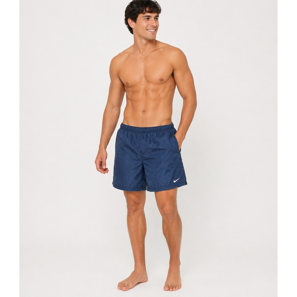 Nike Swim Trunks Mens L Blue Y2K Swoosh Lined Quick Dry Beach Board Shorts‎